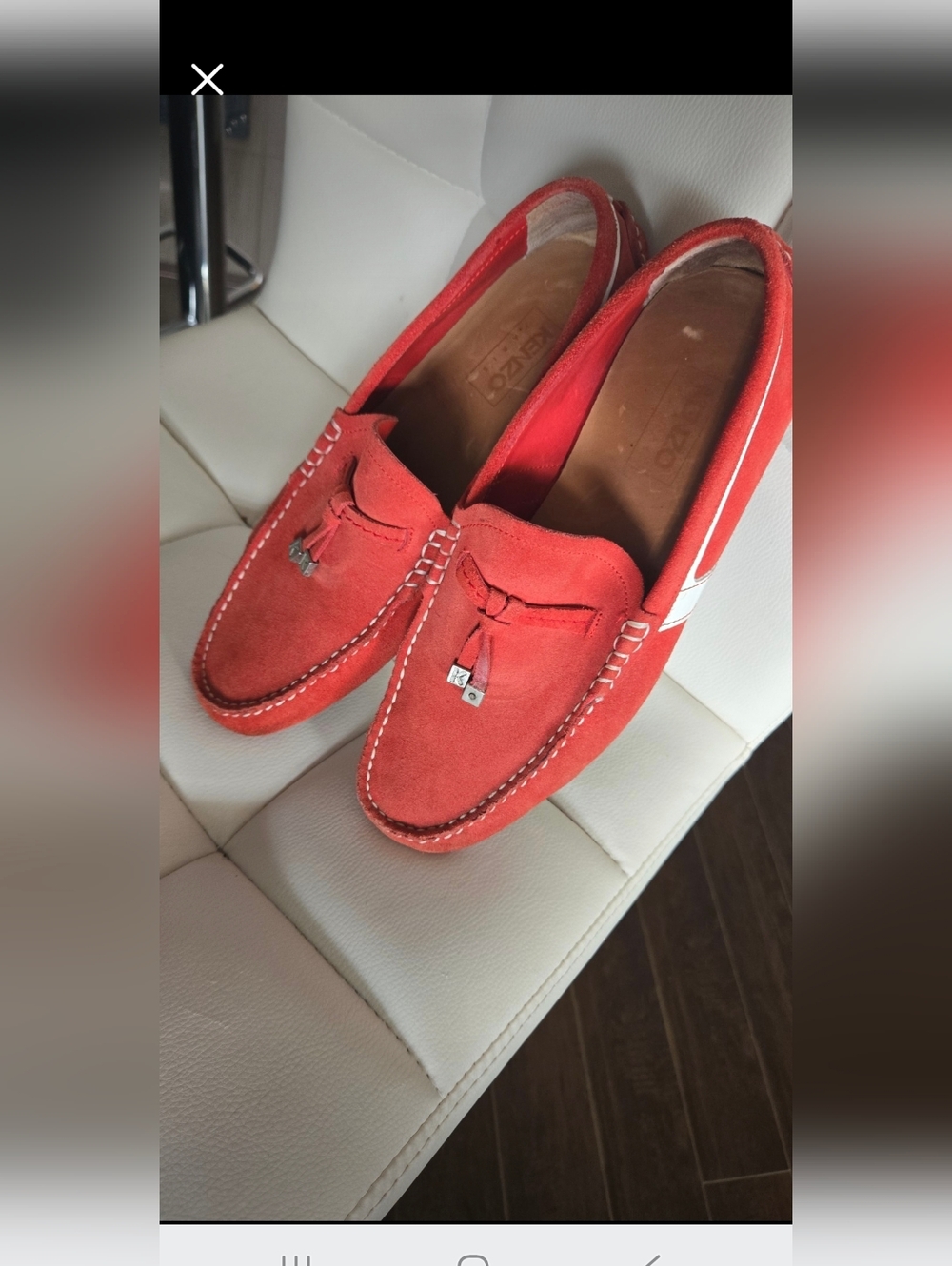 Superb pair of Kenzo loafers in red suede leather, EU 41 Unisex